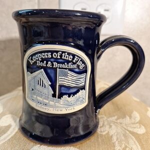 Deneen Pottery Keepers Of The Flag Bed & Breakfast Sidney New York Navy Mug